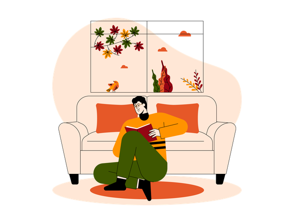 Boy reading book  Illustration