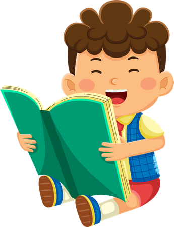 Boy Reading Book  Illustration