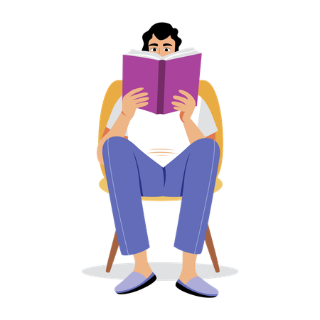 Boy reading book  Illustration