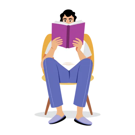 Boy reading book  Illustration