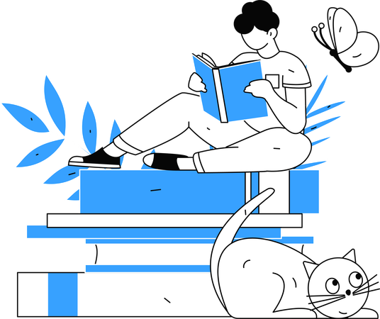 Boy reading book  Illustration