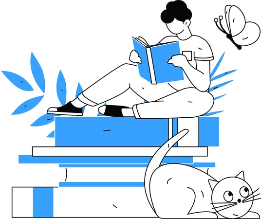 Boy reading book  Illustration