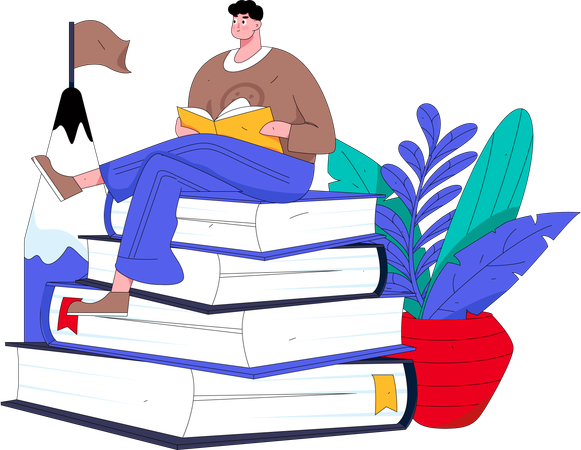 Boy reading book  Illustration