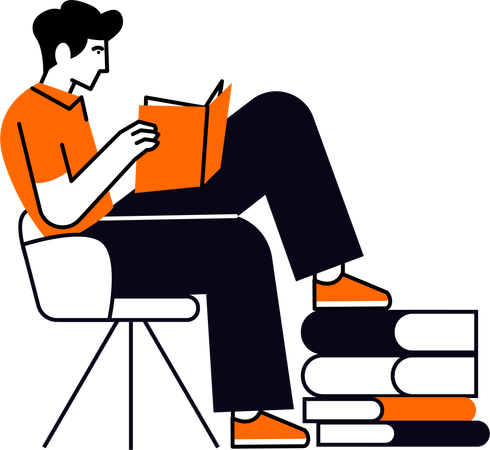 Boy Reading Book  Illustration