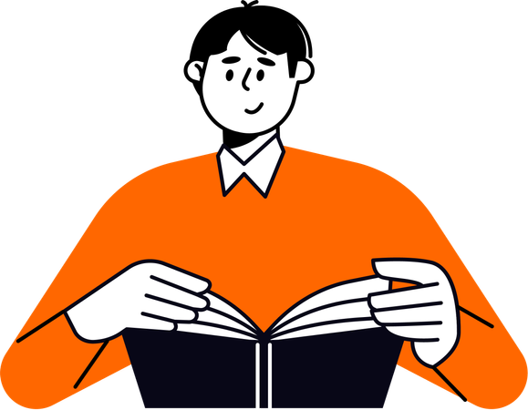 Boy Reading Book  Illustration