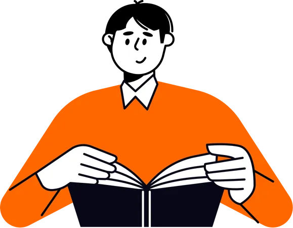 Boy Reading Book  Illustration