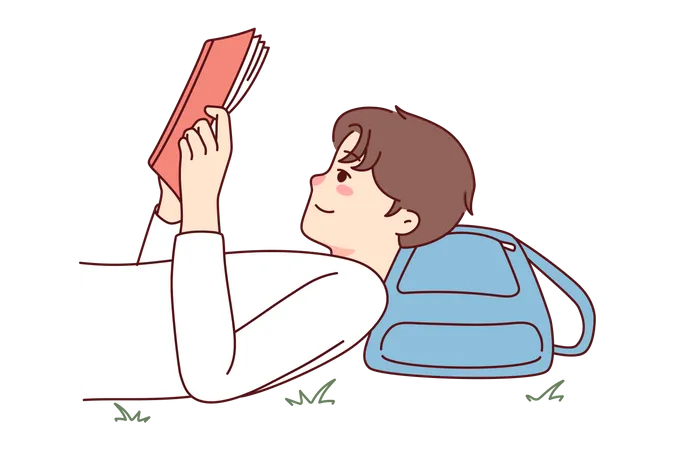 Boy reading book  Illustration