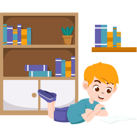 Boy reading book  Illustration