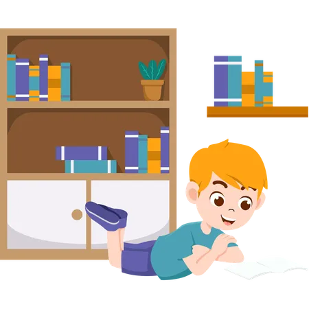 Boy reading book  Illustration