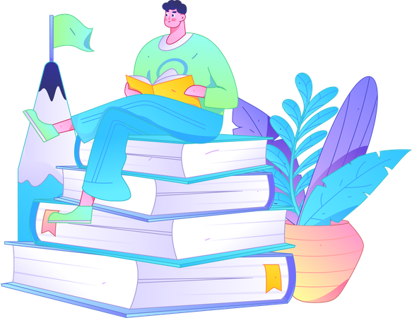 Boy reading book  Illustration