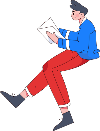 Boy reading book  Illustration