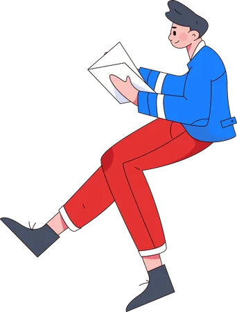 Boy reading book  Illustration