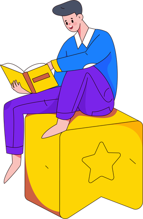 Boy reading book  Illustration