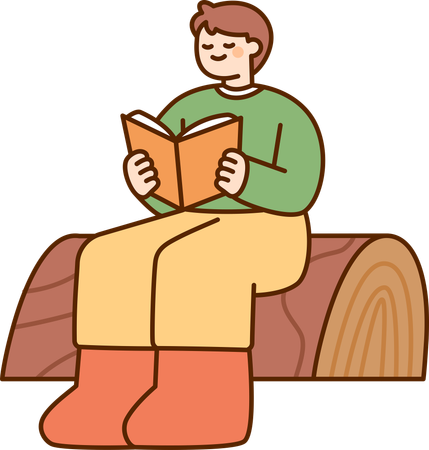 Boy reading book  Illustration