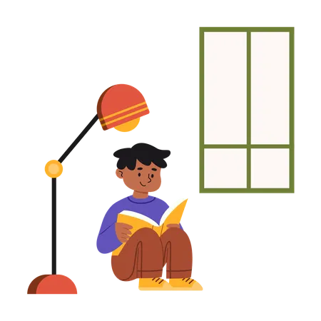 Boy reading book  Illustration