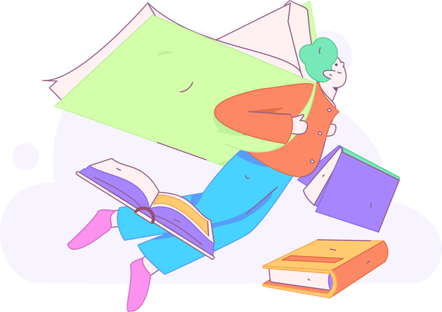 Boy Reading Book  Illustration