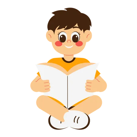 Boy Reading Book  Illustration