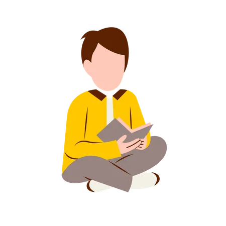 Boy Reading Book  Illustration