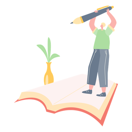 Boy Reading Book  Illustration