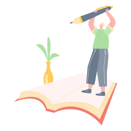 Boy Reading Book  Illustration