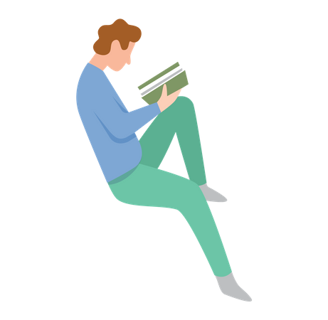 Boy reading book  Illustration