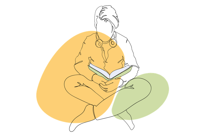 Boy Reading Book  Illustration