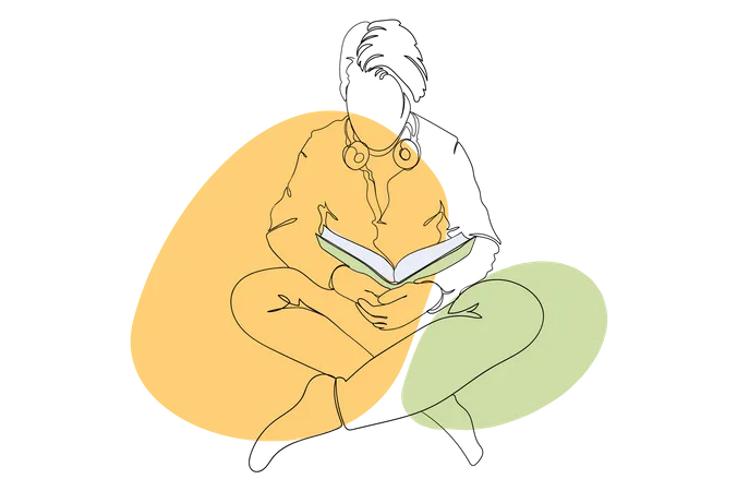 Boy Reading Book  Illustration