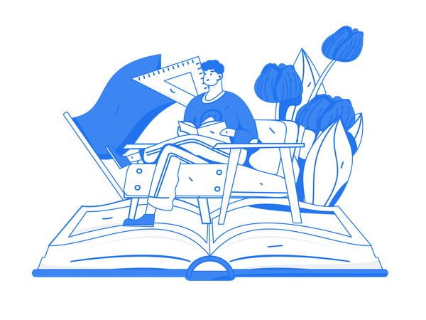 Boy reading book  Illustration