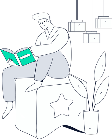 Boy reading book  Illustration