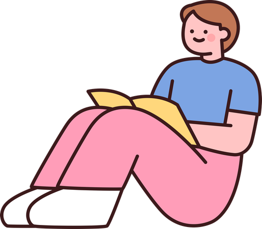 Boy Reading Book  Illustration