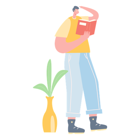 Boy reading book  Illustration