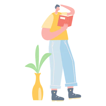 Boy reading book  Illustration