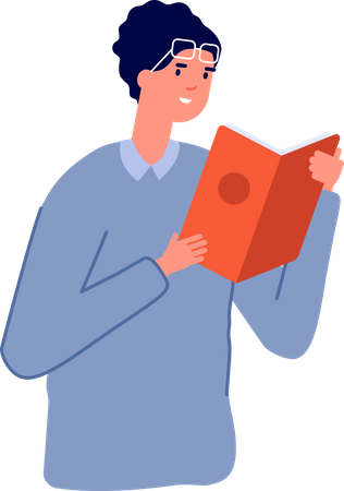 Boy reading book  Illustration