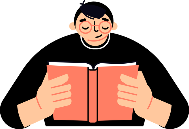 Boy reading book Illustration