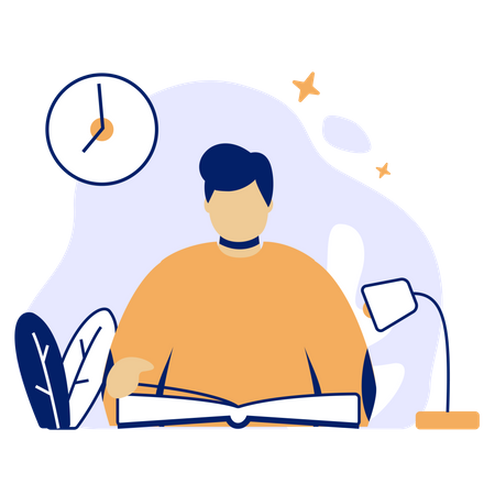 Boy Reading book  Illustration