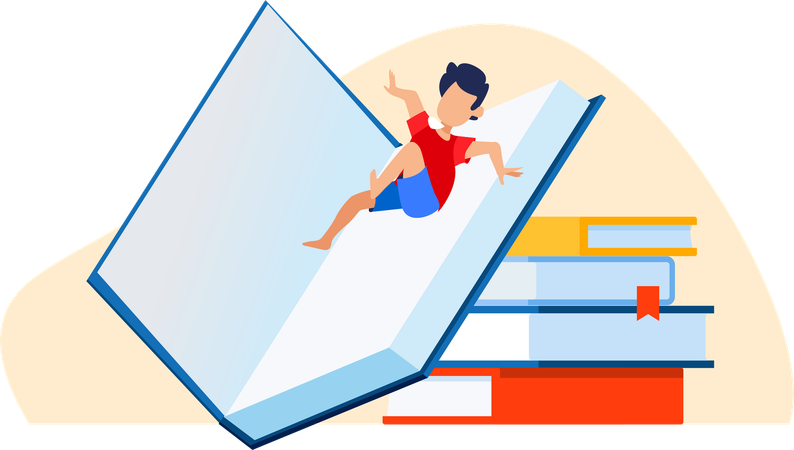 Boy reading book in free time  Illustration