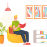 illustration for guy reading books