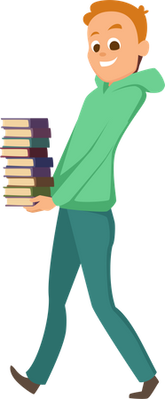 Boy reading books Illustration