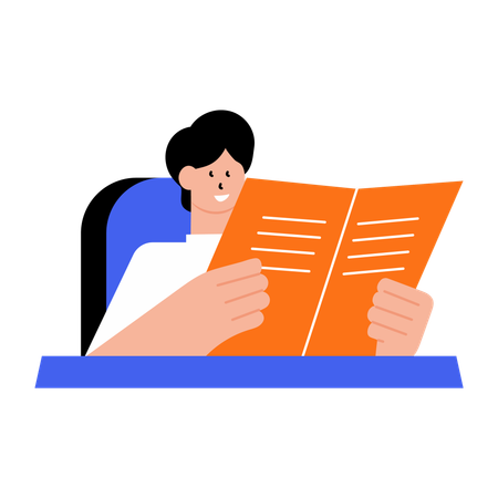 Boy reading business file  Illustration