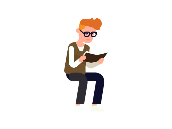 Boy reading comic book Illustration