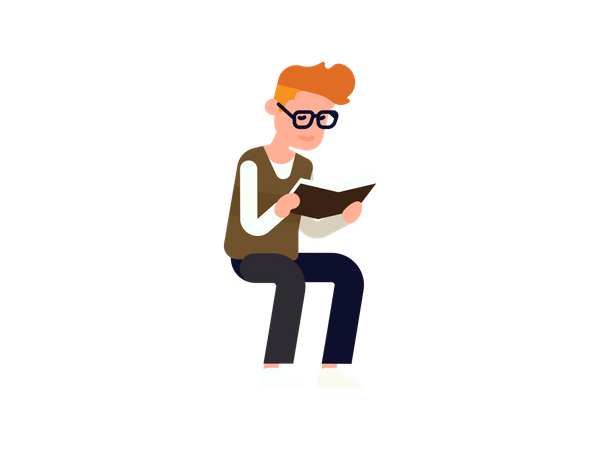 Boy reading comic book  Illustration