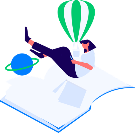 Boy Reading Literature  Illustration
