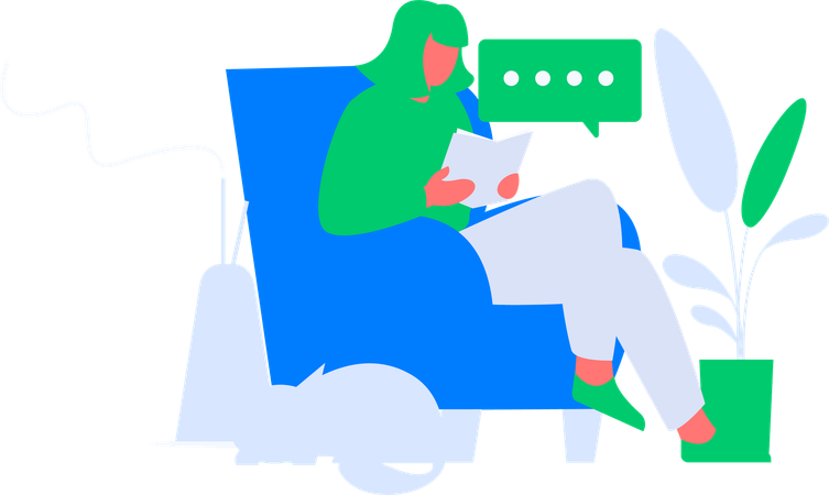 Boy Reading Literature  Illustration