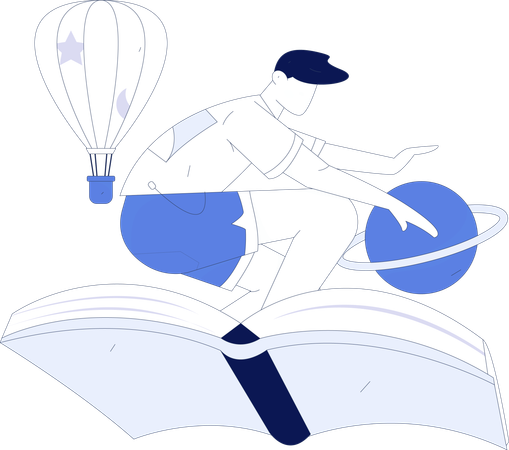 Boy Reading Literature  Illustration