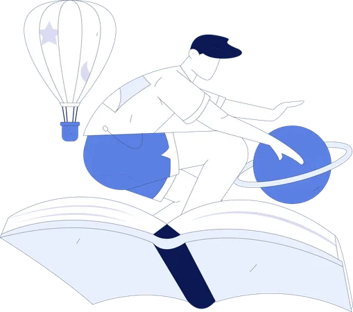 Boy Reading Literature  Illustration