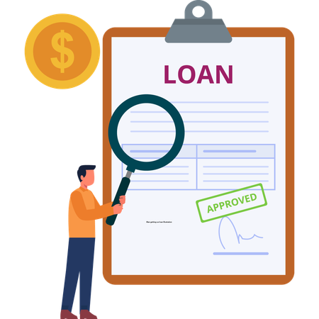 Boy reading Loan paper  Illustration