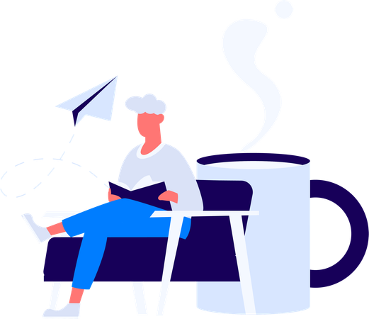 Boy Reading Novel  Illustration