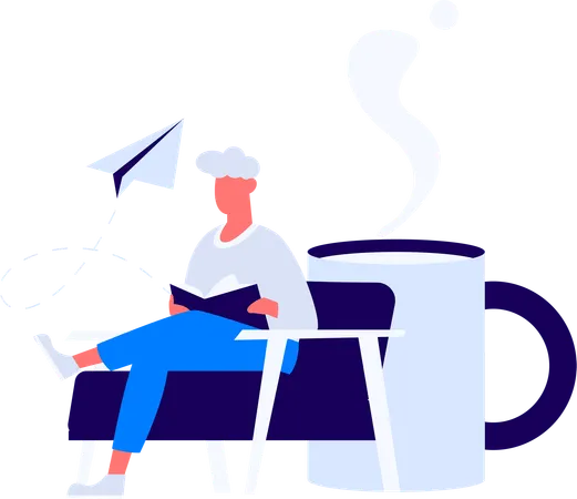 Boy Reading Novel  Illustration