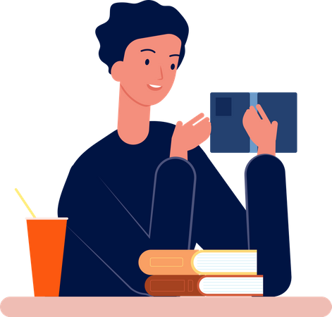 Boy reading online  Illustration