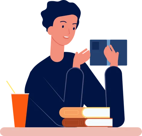 Boy reading online  Illustration